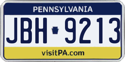 PA license plate JBH9213