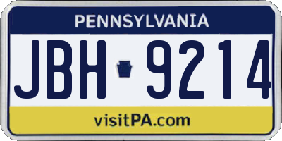 PA license plate JBH9214