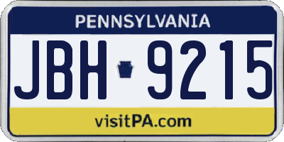 PA license plate JBH9215