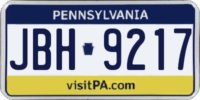 PA license plate JBH9217