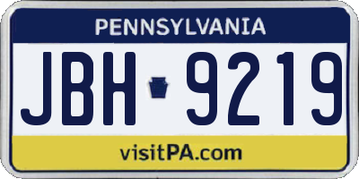 PA license plate JBH9219