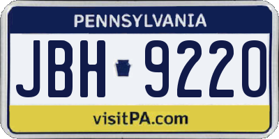 PA license plate JBH9220