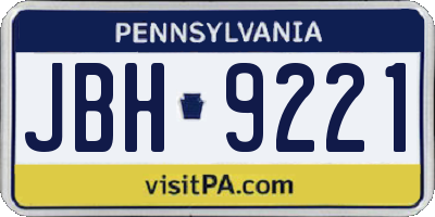 PA license plate JBH9221