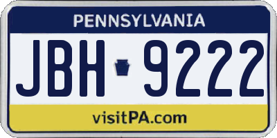 PA license plate JBH9222