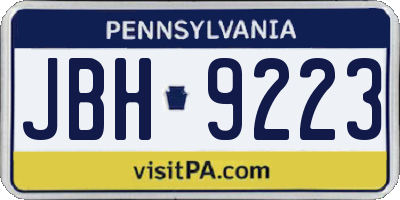 PA license plate JBH9223