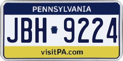 PA license plate JBH9224