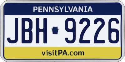 PA license plate JBH9226