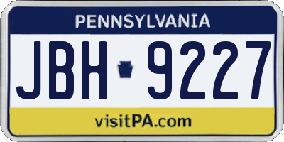 PA license plate JBH9227