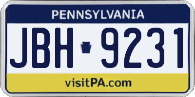 PA license plate JBH9231