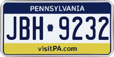 PA license plate JBH9232