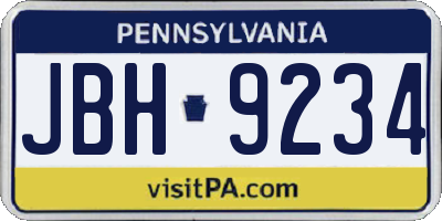 PA license plate JBH9234