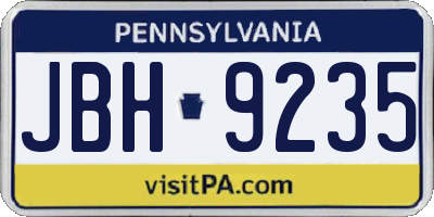 PA license plate JBH9235