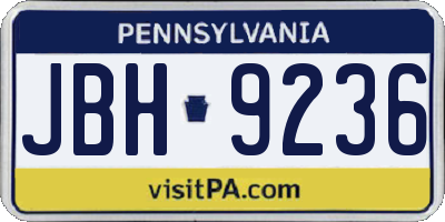 PA license plate JBH9236