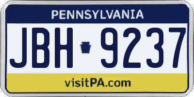 PA license plate JBH9237