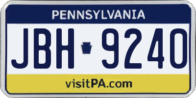PA license plate JBH9240