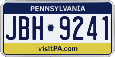 PA license plate JBH9241