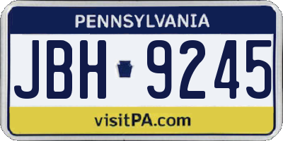 PA license plate JBH9245