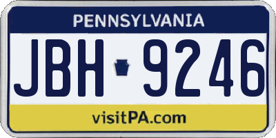 PA license plate JBH9246