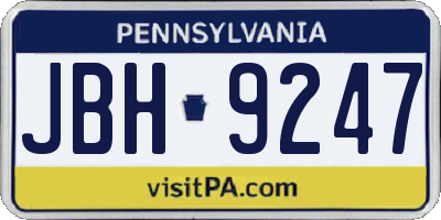 PA license plate JBH9247