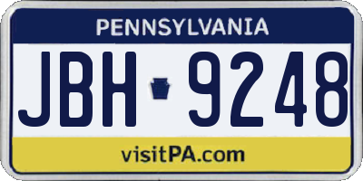 PA license plate JBH9248