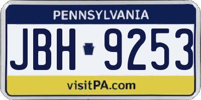 PA license plate JBH9253