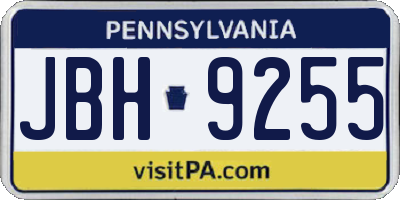 PA license plate JBH9255