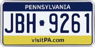 PA license plate JBH9261