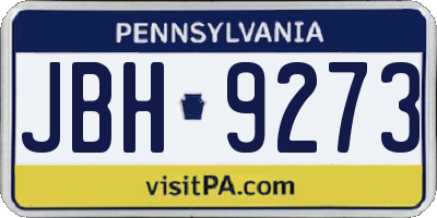 PA license plate JBH9273