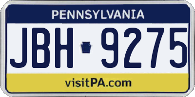 PA license plate JBH9275