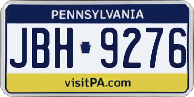 PA license plate JBH9276