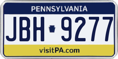 PA license plate JBH9277