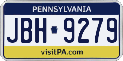 PA license plate JBH9279