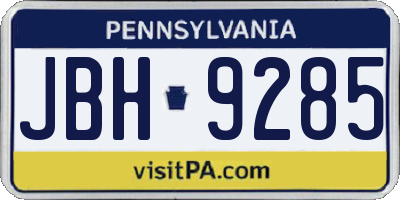 PA license plate JBH9285