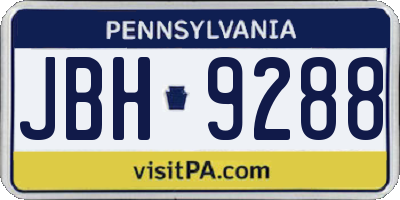 PA license plate JBH9288