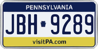 PA license plate JBH9289