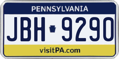 PA license plate JBH9290