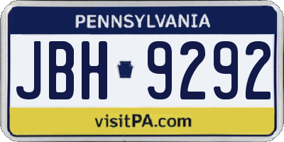 PA license plate JBH9292