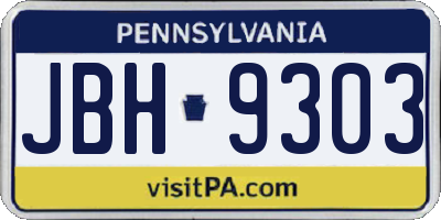 PA license plate JBH9303