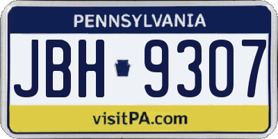 PA license plate JBH9307