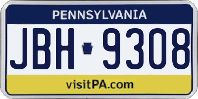 PA license plate JBH9308