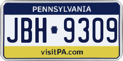 PA license plate JBH9309