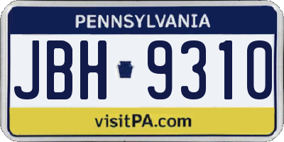 PA license plate JBH9310