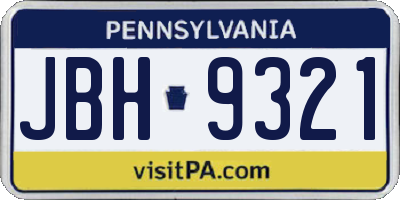 PA license plate JBH9321