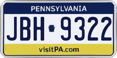 PA license plate JBH9322