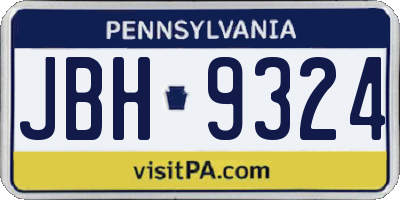 PA license plate JBH9324