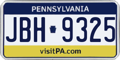 PA license plate JBH9325