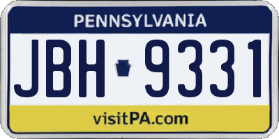 PA license plate JBH9331