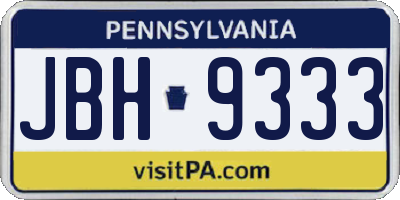 PA license plate JBH9333