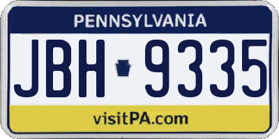 PA license plate JBH9335