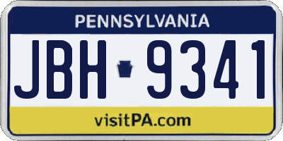 PA license plate JBH9341